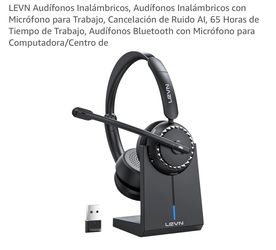 LEVN Audífonos Inalámbricos, Audífonos Inalámbricos con Micrófono para Trabajo, Cancelación de Ruido AI, 65 Horas de Tiempo de Trabajo, Audífonos Blue