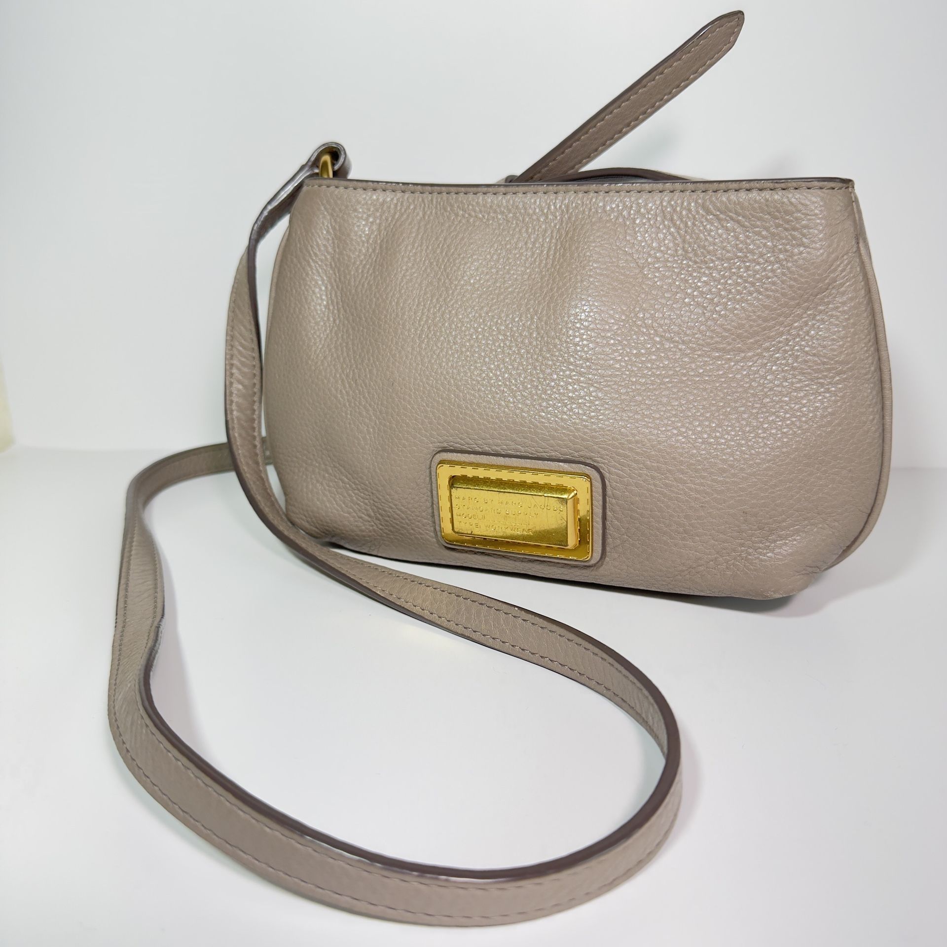Marc Jacobs Crossbody Bag Small Shoulder Purse Leather Beige