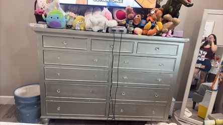 Grey real wood dresser