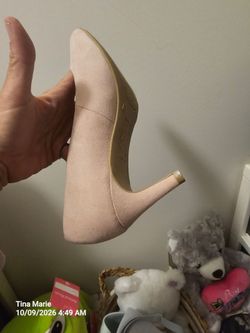 Blush Pink Suede Stiletto Pump Heel