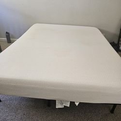 Queen Memory foam mattress with metal bed frame