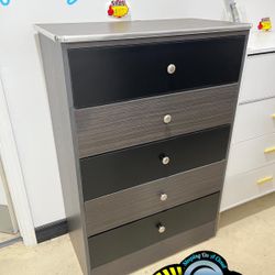 Grey Base Dresser With 5 Grey And Black Drawers Chest Cajonera Gris Y Negro 