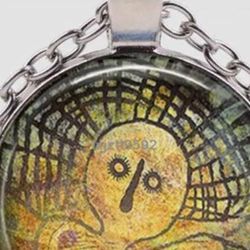 NEW Vintage Shaman Spirit Wizard Cabochon Tibetan Round Glass Chain Pendant Necklace