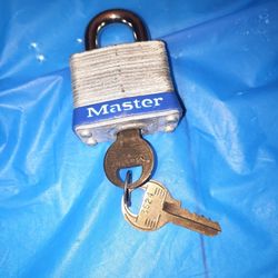 Master Padlock. 1-1/2 Inches. Both Keys. Good Condition.