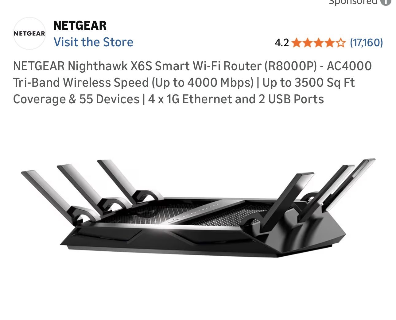 NETGEAR Nighthawk X6S Smart Wi-Fi Router (R8000P)
