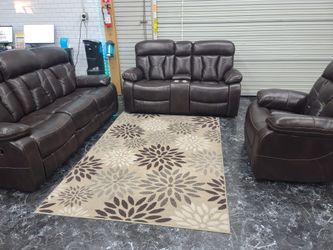 Dark brown faux leather 3 pc reclining set