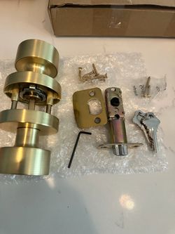 Brushed Gold Door Knob Lock Set with Keys