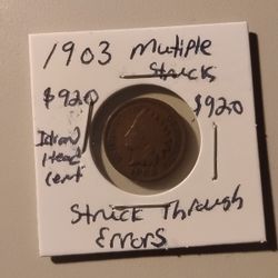 Error 1903 Indian Head Cent Struckbthrough Error 