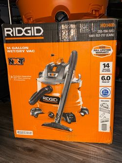 RIDGID 14 Gal. 6.0 Peak HP NXT Shop Vacuum Wet Dry Vac with Fine Dust Filter, Locking Hose, Wands and Attachments HD1400