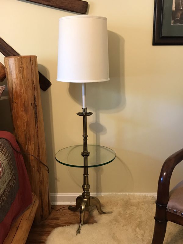 Vintage Brass Floor Lamp With Glass Table And Drum Shade By Stiffel For In Darlington Sc Offerup