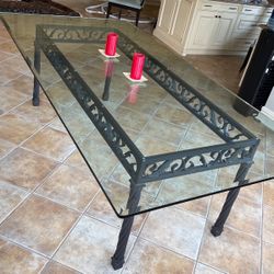 Glass Dining Room Table Top With Rod Iron Base