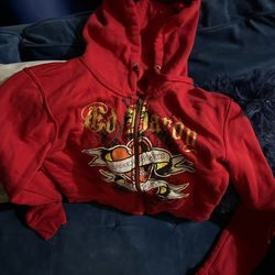 ed hardy red cropped sweater 