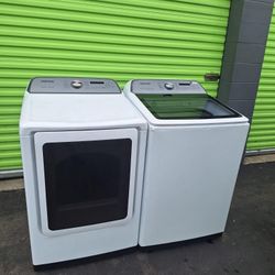 SAMSUNG HE TOP LOAD WASHER AND GAS DRYER SET 