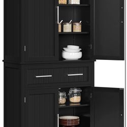 Kitchen Pantry Storage Cabinet with Drawer, Freestanding Pantry Cabinets with 2 Adjustable Shelves, 72.5" Tall Storage Cupboard for Kitchen/Dining Roo