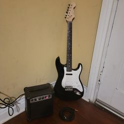 Fender Squier Stratocaster Pro RockBand MIDI Guitar Matte Black & Keith Urban 10 Watt Amp With Guitar Cord 