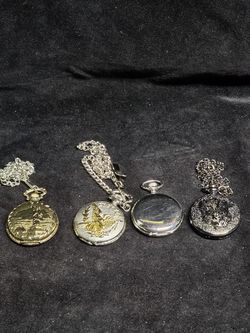 Lot of 4 Vintage Style Quartz Pocket Watches – Liberty 1986 + Dad + Eagle
