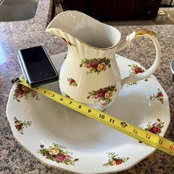 Antiques Old Water Pitch with Plate $25