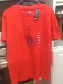 Nautica red tee shirt , men medium, new with tags.