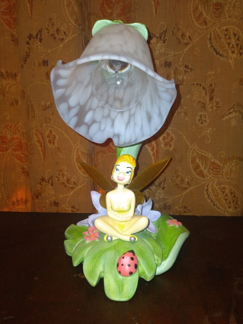 Disney Peter Pan's TINKERBELL on Lily Pod Tulip Desk Lamp Hampton Bay 2004