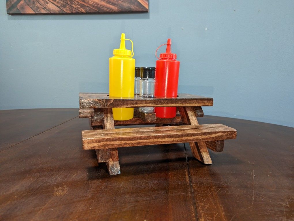 Mini Picnic table condiment holder