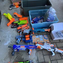 Nerf Gun Lot With Darts And Safety Glasses And Targets