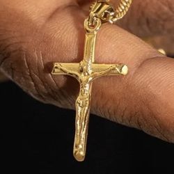 Crucifix Pendant Chain New Gold Jesus