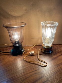 2 Small Table Lamps With Glass Shades 8”H $10 Each Firm On Price