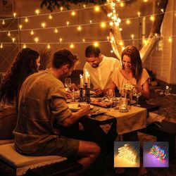 LED Lights For Patio Umbrellas Battery-powered Outdoor Lights w/ Remote for 9-10ft 8-Rib Umbrella Tent (RGBY/WM) - Independence Day Sale