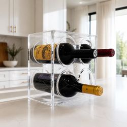 Clear Acrylic 4-Bottle Wine Rack