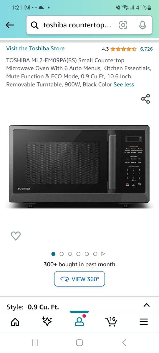 TOSHIBA ML2-EM09PA(BS) Small Countertop Microwave Oven