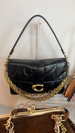 Coach Glazed Black Leather  Tabby 30