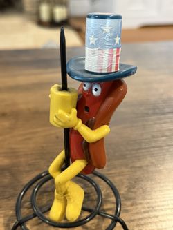 2001 Wienerschnitzel 40th Anniversary Hot Dog Antenna Topper + Bendy Toy