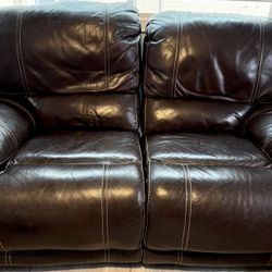 Real Leather Reclining Couches Set Of 2
