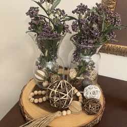 Wood Block Farmhouse Floral Arrangement Centerpiece 