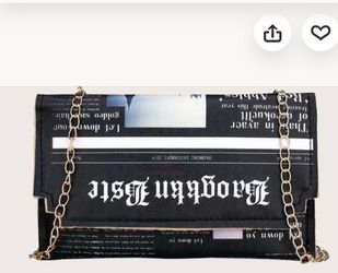 Newspaper Print Chain Crossbody Bag, Newspaper Print Flap Chain Bag