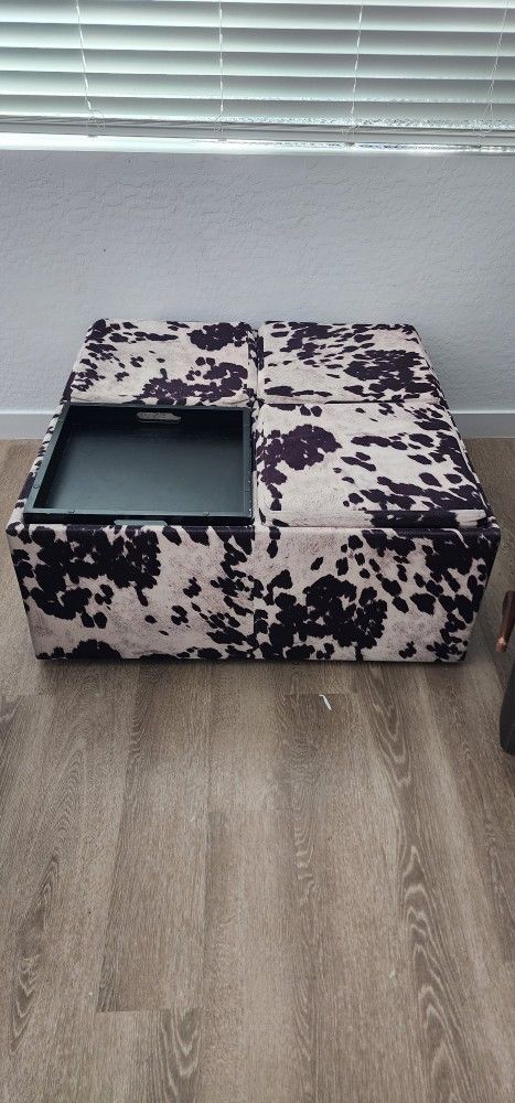 Cow Print Ottoman W/ Storage