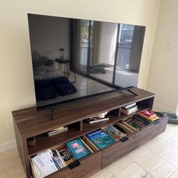 Modern Wood TV Stand w/ Drawers & Shelves
