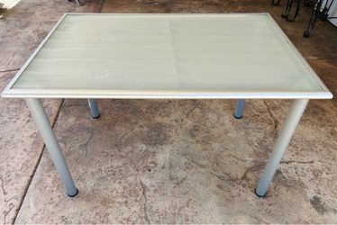 IKEA Modern 46” Frosted Glass Silver Table