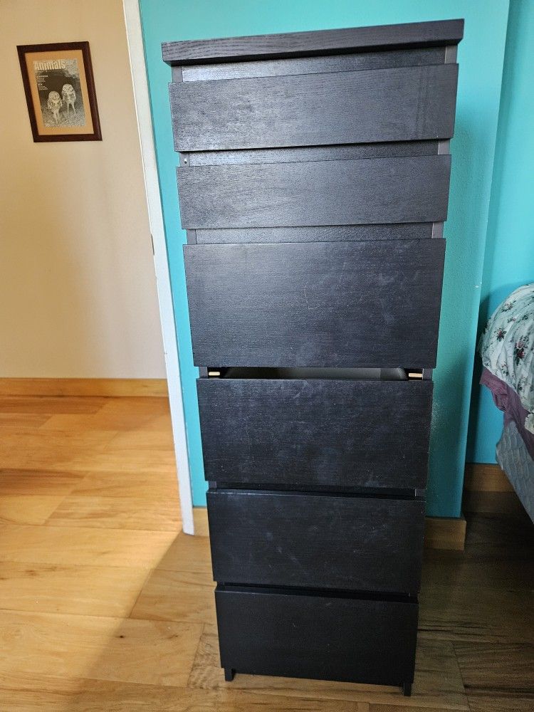 Six Drawer Small Dresser/Lengerie Chest With Lift Up Mirror Jewellery Shelf