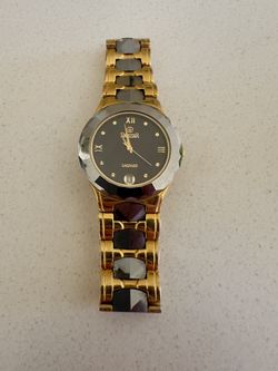 Swistar Vintage 23k Gold Electroplated  Sapphire Crystal Tungsten Case Watch