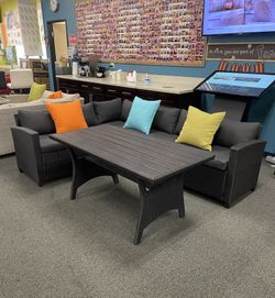 Outdoor Patio Dining Table Bench Set