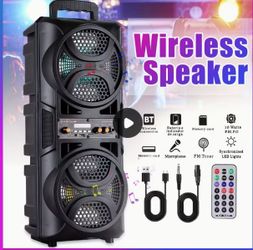 3000W Portable Rechargeable Bluetooth Speaker with TWS Dual 6.5" Colorful LED Woofers, Microphone 