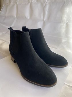 White Mountain Women's Suede Leather Side Zip Ankle Bootie Sz 7 Black