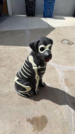 Halloween Skeleton Dog Statue Decoration