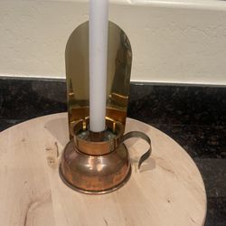 Vintage copper and brass rustic candle holder wall sconce