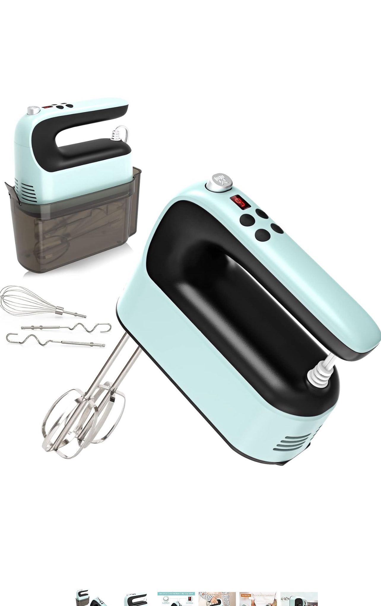 9-Speed Digital Hand Mixer Electric, 400W Powerful DC Motor, Baking Mixer Handheld with Snap-On Storage Case, Touch Button, Turbo Boost, Dough Hooks, 