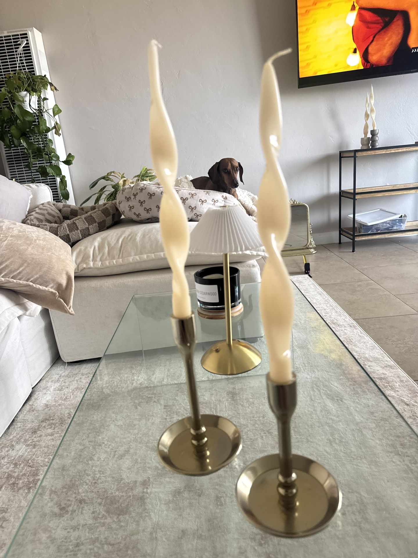 Gold Candlestick Holders And Candles