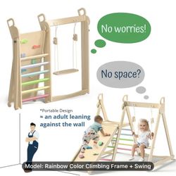 Blue Wood Kids Climber/slide And Swing- Good As New And Already Set Up