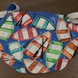 Sun N Sand Paul Brent Canvas Row Boats Cross Body Hand Bag Purse Nautical