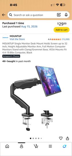 New MOUNTUP Single Monitor Desk Mount Arm